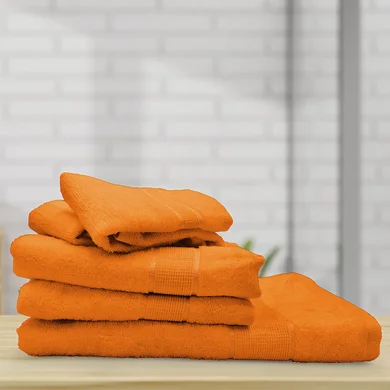 Set 5 asciugamani bagno in cotone arancio Kora
