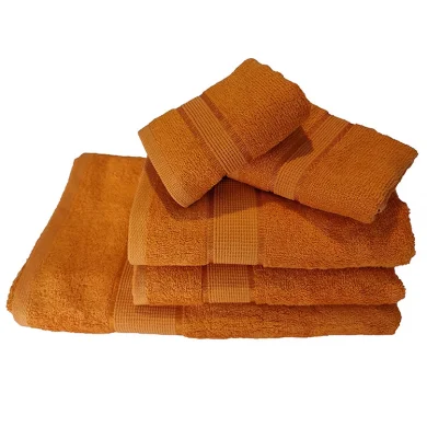 Set 5 asciugamani bagno in cotone arancio Kora