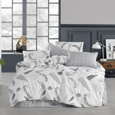 Set copripiumino matrimoniale e federe 220x240cm bianco grigio Ingrid