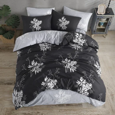 Set copripiumino matrimoniale oversize e federe 240x260cm nero bianco Fugace