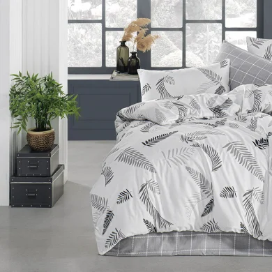 Set copripiumino singolo e federa 140x200cm bianco grigio Ingrid