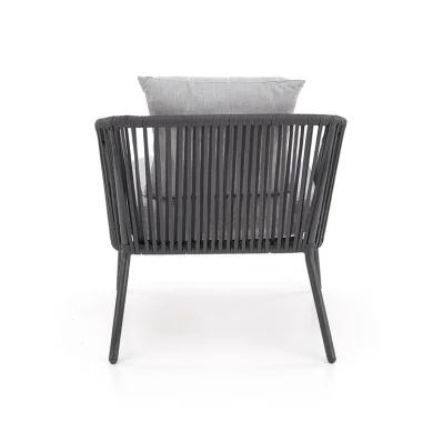 Set da giardino divano, poltrona, tavolino in vetro grigio Dalian