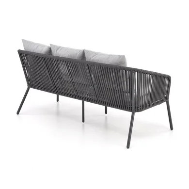 Set da giardino divano, poltrona, tavolino in vetro grigio Dalian