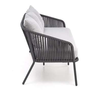 Set da giardino divano, poltrona, tavolino in vetro grigio Dalian