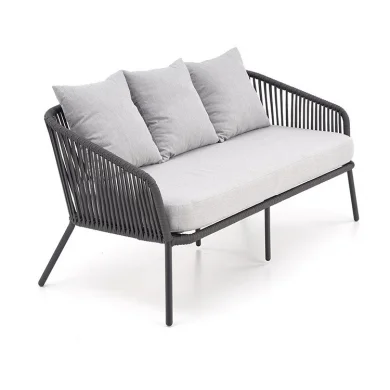 Set da giardino divano, poltrona, tavolino in vetro grigio Dalian