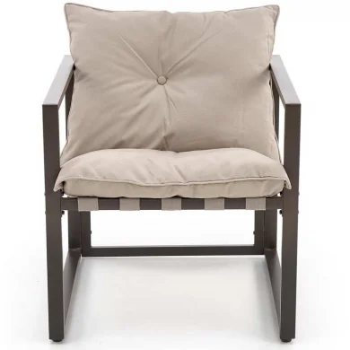 Set da giardino divano, poltrona, tavolino in vetro nero marrone Surat