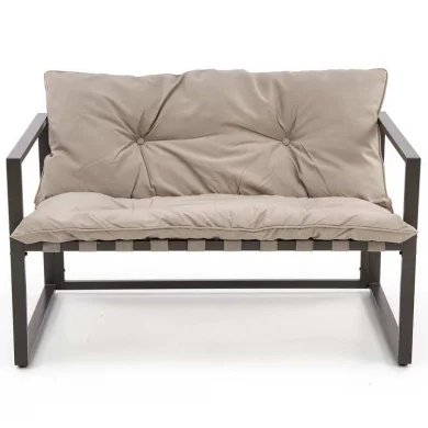 Set da giardino divano, poltrona, tavolino in vetro nero marrone Surat