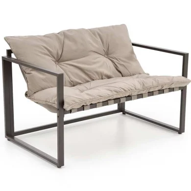 Set da giardino divano, poltrona, tavolino in vetro nero marrone Surat