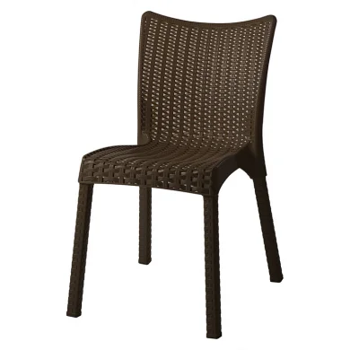 Set tavolo da giardino esterno bar dehors rettangolare 150x90cm + 6 sedie effetto rattan marrone Conchiglia