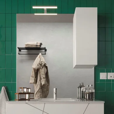 Specchiera 80x110cm da bagno con led e pensile bianco lucido Minister