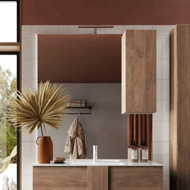 Specchiera bagno con led e pensile 80x110cm rovere Alvarez