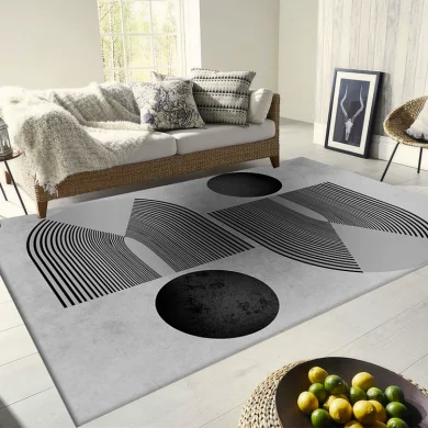 Tappeto moderno a fantasia da salotto 80x150cm grigio Motola