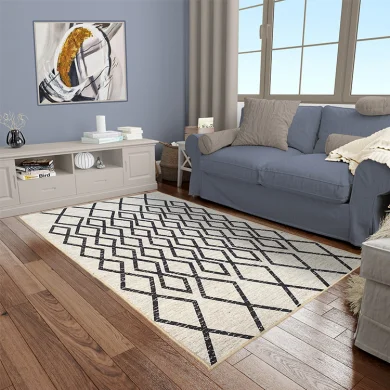 Tappeto moderno rettangolare 120x180cm nero bianco Treccia