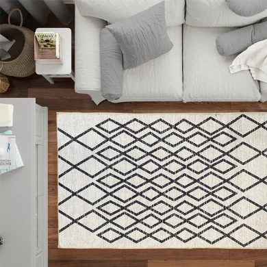 Tappeto moderno rettangolare 120x180cm nero bianco Treccia