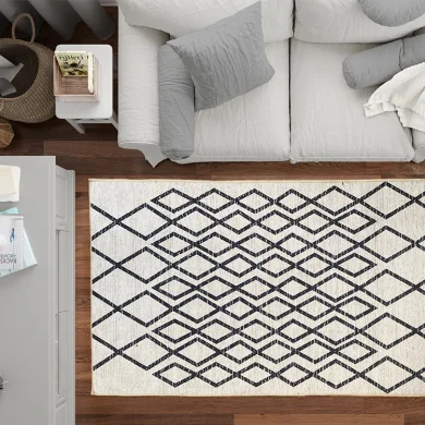 Tappeto moderno rettangolare 160x230cm nero bianco Treccia