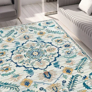 Tappeto moderno rettangolare con greca 120x180cm blu bianco Kimmy