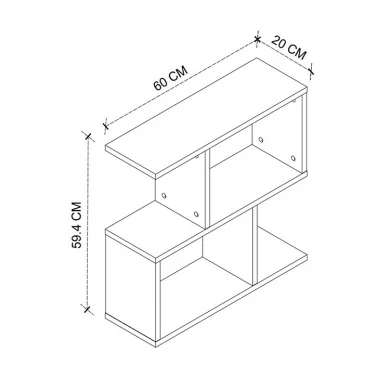 Tavolino da salotto con libreria design 60x59cm bianco Sherman