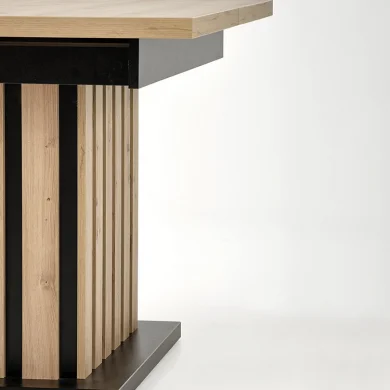 Tavolo 130/180cm allungabile da pranzo rovere chiaro nero Harbin