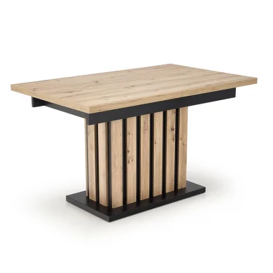 Tavolo 130/180cm allungabile da pranzo rovere chiaro nero Harbin