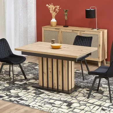 Tavolo 130/180cm allungabile da pranzo rovere chiaro nero Harbin