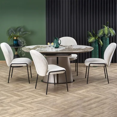 Tavolo allungabile da pranzo 160/200cm marmo bianco beige Iolanda