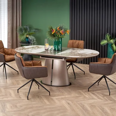 Tavolo allungabile da pranzo 160/200cm marmo bianco beige Iolanda
