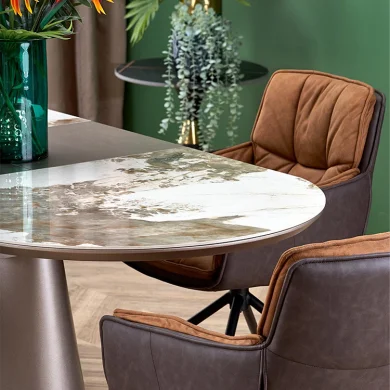 Tavolo allungabile da pranzo 160/200cm marmo bianco beige Iolanda