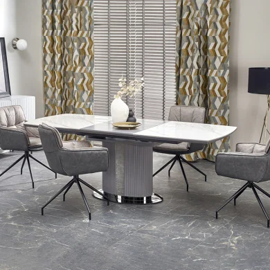 Tavolo allungabile da pranzo 160/220cm bianco grigio chiaro Ignazio