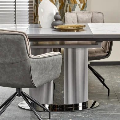 Tavolo allungabile da pranzo 160/220cm bianco grigio chiaro Ignazio