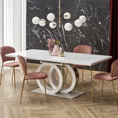 Tavolo allungabile moderno 160/200cm bianco oro Malvasia