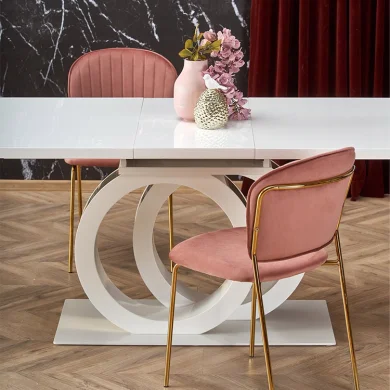 Tavolo allungabile moderno 160/200cm bianco oro Malvasia