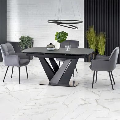 Tavolo allungabile moderno 160/200cm grigio scuro nero Blasco