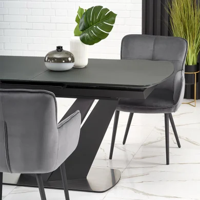 Tavolo allungabile moderno 160/200cm grigio scuro nero Blasco