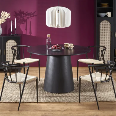 Tavolo da pranzo rotondo 120x77cm nero Igino