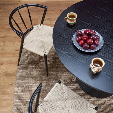 Tavolo da pranzo rotondo 120x77cm nero Igino