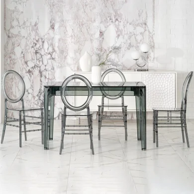Tavolo da pranzo trasparente moderno 120x80cm fumé Naked