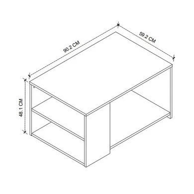 Tavolino da salotto con ripiani  90x59cm antracite rovere rustico Luzon