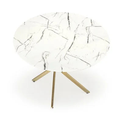 Tavolo rotondo moderno 100x73cm marmo bianco oro Onorato