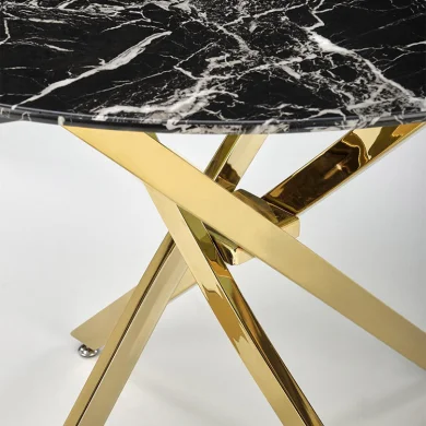 Tavolo rotondo moderno 100x73cm marmo nero oro Onorato