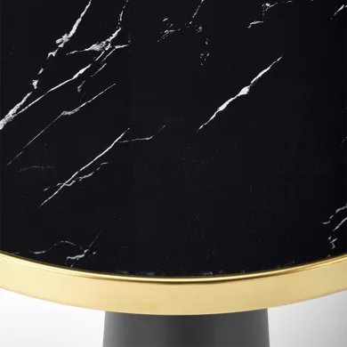 Tavolo rotondo moderno 59x74cm marmo nero oro Lugana