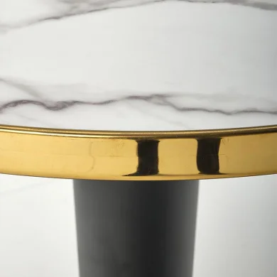 Tavolo rotondo moderno 79x74cm marmo bianco nero oro Barbera