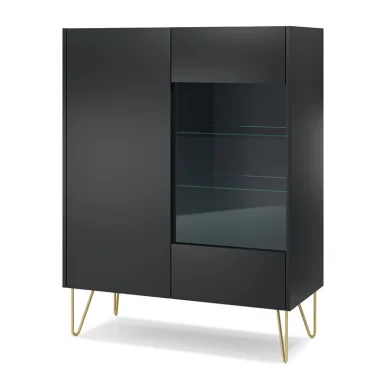 Vetrinetta 97x123h cm 2 ante soggiorno nero effetto marmo Sirena