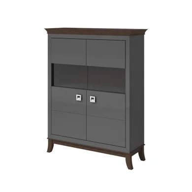 Vetrinetta 116x150h cm 2 ante moderna  antracite lucido rovere scuro Umag