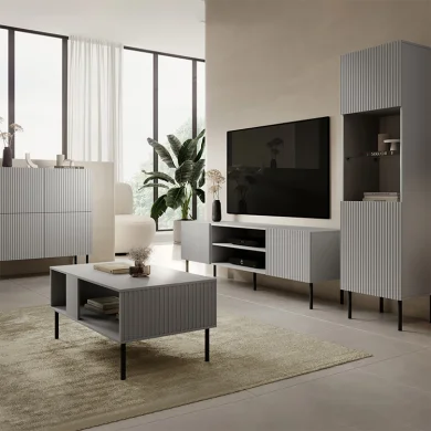 Vetrinetta 50x180h cm moderna soggiorno grigio chiaro nero Cadice