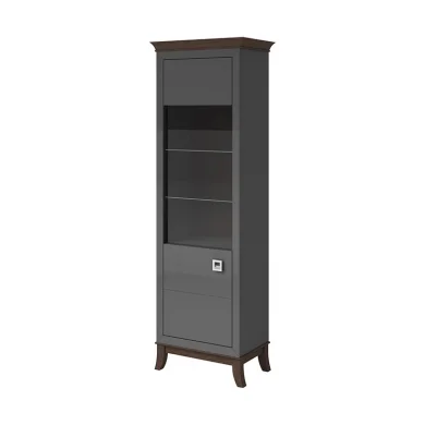 Vetrinetta 66x207h cm 1 anta soggiorno antracite lucido rovere scuro Umag