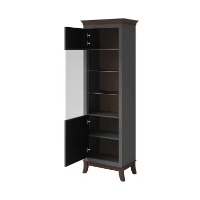 Vetrinetta 66x207h cm 1 anta soggiorno antracite lucido rovere scuro Umag