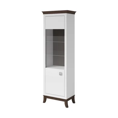 Vetrinetta 66x207h cm1 anta soggiorno bianco lucido rovere scuro Umag
