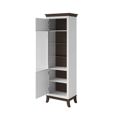 Vetrinetta 66x207h cm1 anta soggiorno bianco lucido rovere scuro Umag