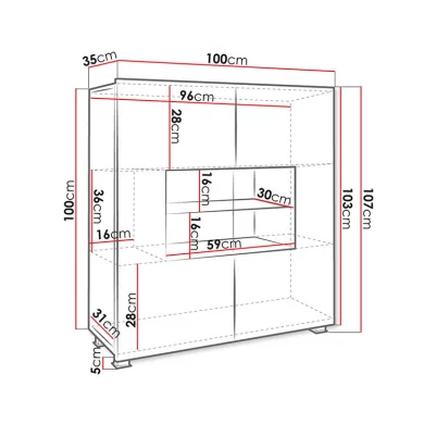 Vetrinetta 100x107h cm moderna soggiorno nero Corale