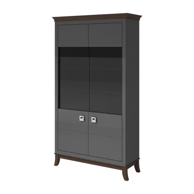 Vetrinetta 116x207h cm 2 ante soggiorno antracite lucido rovere scuro Umag